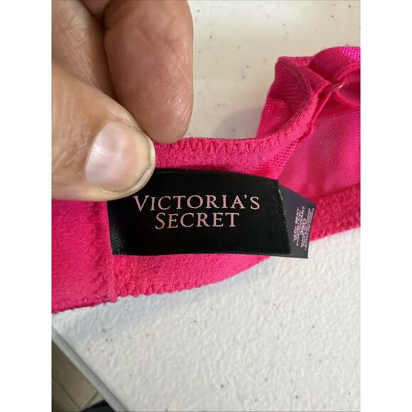 Victoria's Secret 38D Very Sexy Push Up Bra pink lace full coverage padded - Picture 5 of 11